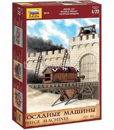 Zvezda Modelbouwpakket Diorama - 8015 Belegeringsmachines Set NR.2 - Stormram, Ketel, Strijdwagens, Schild en Ladder – Diorama Plastic - 1:72 - Modelbouw