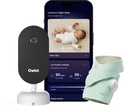 Owlet Dream Duo™ – Babyfoon met Camera HD en Baby Monitor met alarm – Meet Hartslag, Zuurstof & Slaapcyclus van 0 tot 18 maand – Medisch gecertificeerde Babyphone - Mint