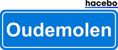 Hacebo - Plaatsnaam Sticker - 29x10 CM - Oudemolen sticker - Verkeersborden sticker - grappige cadeaus - Oudemolen
