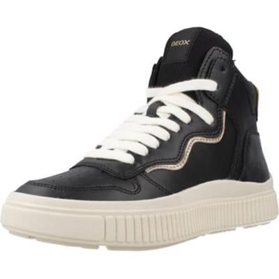GEOX LAQUINNY MEISJES Sneakers - ZWART/PLATINA - Maat 36