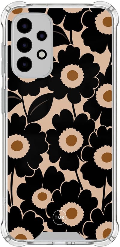 Shockproof hoesje geschikt voor Samsung Galaxy A52 5G - Bloom luxe - Schokbestendig - Verhoogde randen - TPU case - Extra Sterke Back Cover - Bloemen - Transparant, Zwart