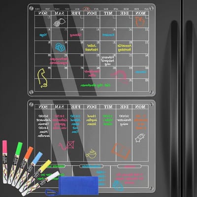 Weekplanner Acryl kalender voor koelkast magnetische weekplanner en maandplanner - afwasbaar magneetborden familieplanner - planningborden huishoudplanner - to-do-lijst en memobord in het Duits