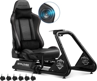 GTPLAYER - Simulator Cockpit - Met Luidsprekers en Stuurwiel Steun - Zwart