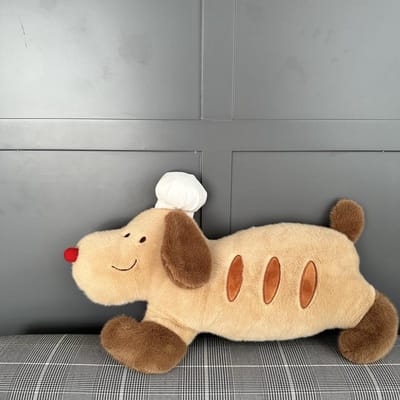 Uniek Puppy Hond Franse Baguette Sierkussen Gevuld Kokshoed Honden Pluche Knuffelkussen Bank Decoratie Voor Jongen Meisje Dutje Slapen Cadeau about 27-30cm