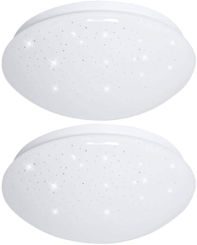 LED plafondlamp Plafondlamp Woonkamerlamp Eetkamerlamp Slaapkamerlamp Sterrenhemel effect, metaal kunststof wit, 8W 560Lm 4000K neutraal wit, D 21,5 cm, set van 2
