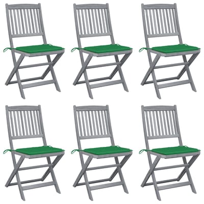 vidaXL - Inklapbare - stoelen - 6 - st - met - kussens - massief - acaciahout