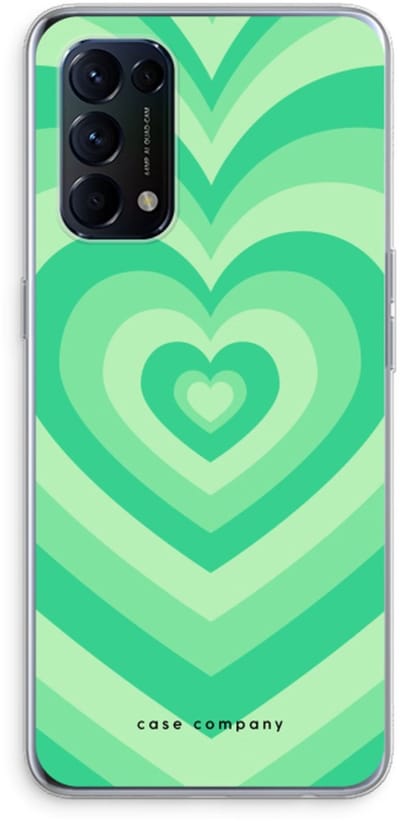 Case Company® - Hoesje geschikt voor Oppo Find X3 Lite hoesje - Hart Groen - Soft Cover Telefoonhoesje - Bescherming aan alle Kanten en Schermrand