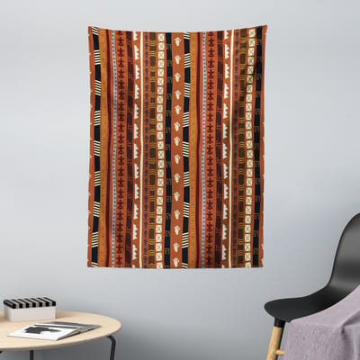 ABAKUHAUS Tribal Wandtapijt en Sprei, Abstracte Details en Strepen, 110 x 150 cm, Meerkleurig
