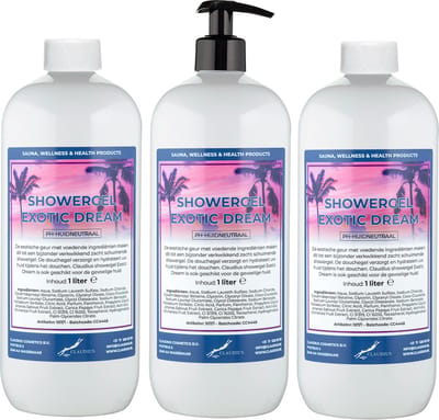 Claudius Douchegel Exotic Dream 1 liter - set van 3 stuks - met gratis pomp - Showergel