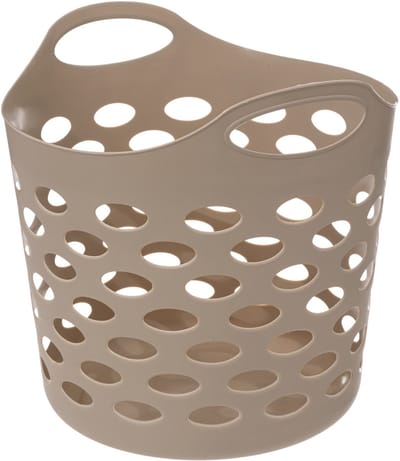 5Five Bathroom solutions - Flexibele wasmand/opbergmand - rond - beige - 28L - D40.5 x H38 cm