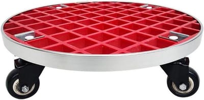 Plantenwagen met wieltjes - Bloempot houder - Verplaatsen van potten - Verstevigde glasvezel - 51 cm diameter - Rood