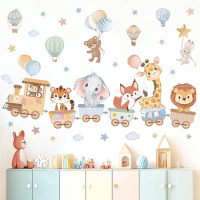 Dailygoods- Muurstickers Jungle Dieren - Muurdecoratie Babykamer - Peel en Stick - Waterdicht - Veilig PVC - Eenvoudig aan te brengen