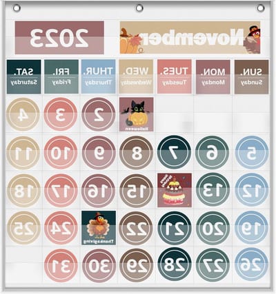 Maandkalender Zakdiagram - Klaslokaal Kalender - Interactief Leren - 88 Leerkaarten - 32 cm Breed - Wit