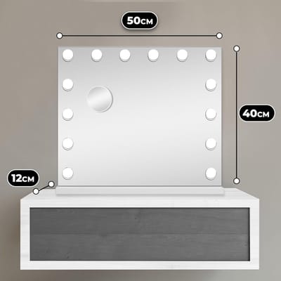 Hollywood Spiegel - Make-up Spiegel met Licht - Make-up Aanbrengen - Dimbaar Licht - 50x40 cm - Wit