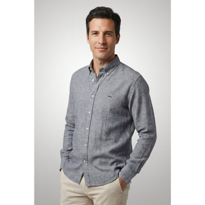 McGregor Cotton/linnen Shirt Navy Größe: M | Casual hemden Outlet | Herren | Blau