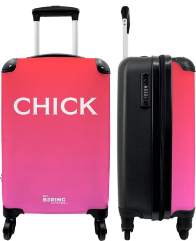 NoBoringSuitcases.com - Roze weekendtas koffer voor dames - Valies cabin - Past binnen 55x40x20 cm en 55x35x25 cm - Trolley handbagage koffertje vrouwen - Travel bag - Valiezen met wieltjes volwassenen - Reiskoffer op wielen - Rolkoffer lichtgewicht