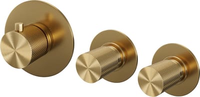 Brauer Gold Carving inbouwthermostaat en 2 stopkranen met in- en afbouwdelen goud geborsteld PVD