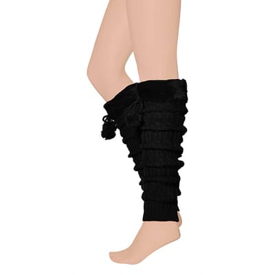 Apollo - Beenwarmers carnaval - Met Pompon - Zwart - One size - Beenwarmers dames - Carnavalskleding dames - Feestkleding