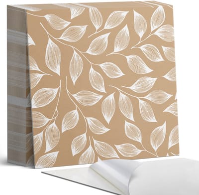 Coloray Plaktegels - Bladeren op een gestructureerde achtergrond Zelfklevende Tegels - 20 cm x 20 cm - Beige Plaktegels - 20 stuks - Vierkant PVC Tegels - Plaktegels Badkamer - Plaktegels Vloer - Vinyl Tegels - Wandtegel Zelfklevend