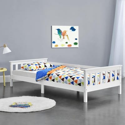 Kinderbed met bedbodem en uitvalbeveiliging 90x200 cm wit