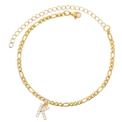 Enkelbandje - Enkelbandjes Dames - Enkelbandje Goud - Initials - Goudkleurig RVS - Letter K