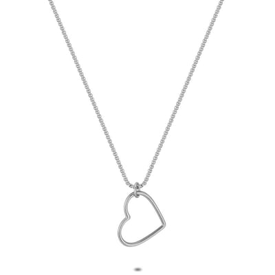 Twice As Nice Halsketting in edelstaal, open hart, 2,5 cm 50cm
