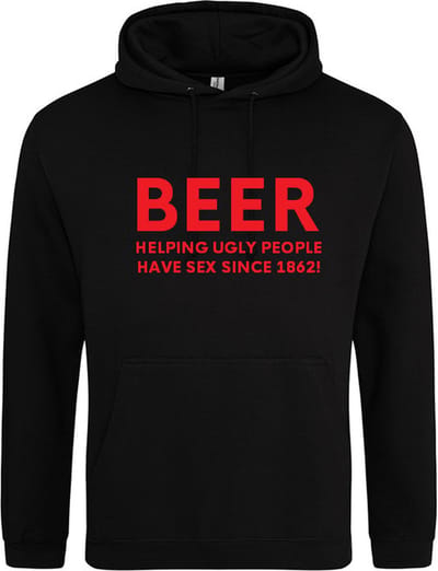 Beer Hoodie | Sweater | Capuchon | Trui | Hooded | Print | Bier | Feest | Carnaval | Party | Zwart | Maat XS