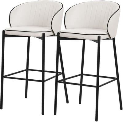 Barkruk set van 2 beige 50x101x54 cm met rugleuning en voetensteun tot 120 kg ML-Design