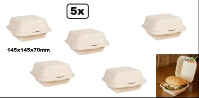 5x Hamburger box bruin next generation - composteerbare afbreekbaar suikerriet hamburger bak food eten milieu