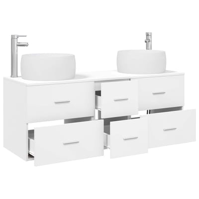 vidaXL - Badkamermeubel - Set - 3 - st - Wit - 129 - x - 44,5 - x - 80 - cm - Bewerkt - hout