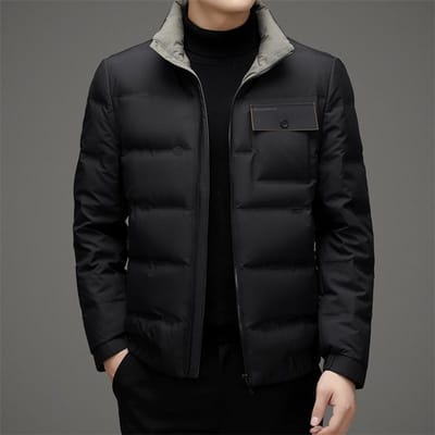 Doudoune d'hiver en duvet de canard blanc pour homme, col montant, courte, épaisse et chaude, pour l'extérieur 4XL black
