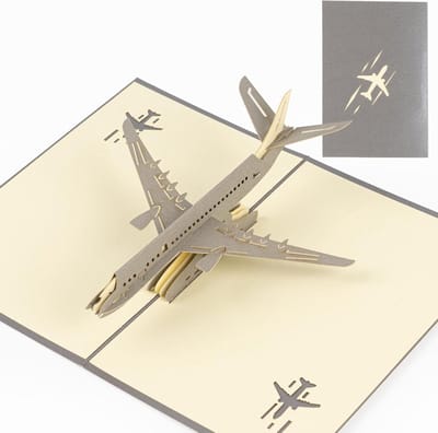 3D Vliegtuig Verjaardagskaart met Envelop, Pop-Up Kaart voor Feestdagen, Cadeau voor Reisgeld en Speciale Gelegenheden