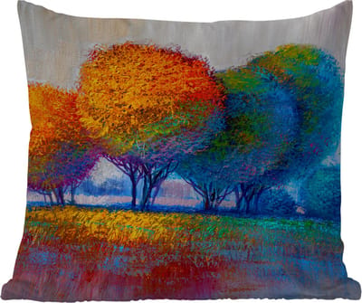 Buitenkussen Weerbestendig - Schilderij - Olieverf - Natuur - Bomen - 50x50 cm