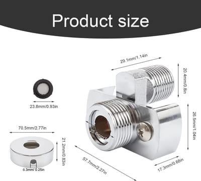 Allecto - Hoek excentrische schroef - Verstelbare douchekraan - Hoogwaardige messing - Zilver - Accessoire voor badkamer - Geschikt voor douche en ...