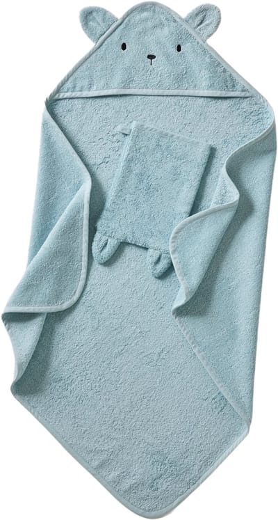 Vertbaudet Badcape + washandje van biologisch katoen