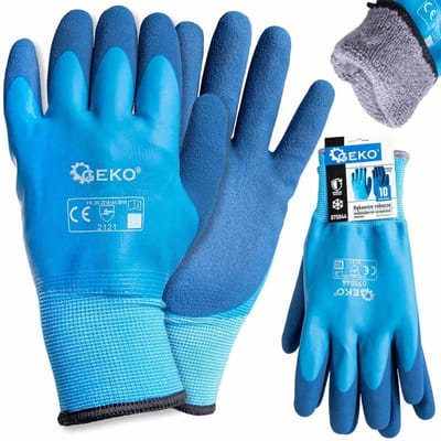 GEKO Waterdichte winterwerkhandschoenen - Thermisch geïsoleerd - Latex coating - Maat 10 - Blauw - 12 stuks