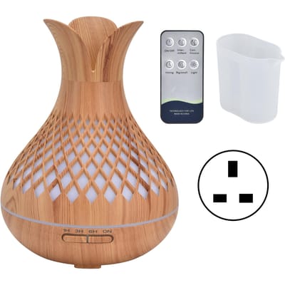 Aromatherapie Luchtbevochtiger 500ml Geluidsarm Houtnerf Diffuser met Kleurrijke LED-verlichting white
