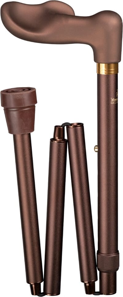 Gastrock Opvouwbare wandelstok - Brons - Soft-Touch - Linkshandig - Ergonomisch handvat - Verstelbaar - Lengte 88 - 98 cm - Aluminium - Gewicht 480 gram - Diameter wandelstok 18 mm - Wandelstokken - Inklapbare wandelstok - Wandelstok opvouwbaar