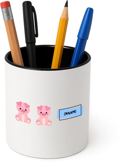 Hacebo® - Varkens met eigen naam Pennenbakje - Varken - dieren liefhebbers - pennenhouder - leuke cadeau voor iemand die van houdt van biggen - verjaardagscadeau - kado - gift - Pennenbakje zwart