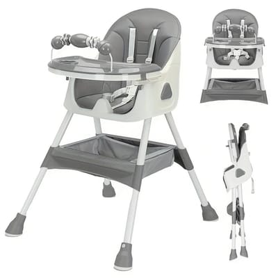 Mila Shop Kinderstoelen - Babystoel - Kinderstoel inklapbaar - Voor aan tafel - Kinderstoel voor peuter - Stevige stoel - Antislip kussen - Speelgoedrek - Vanaf 6 maanden