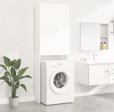 Wasmachine ombouw - Kast - Opbouwmeubel - Verhoger - Wasmachine meubel - Opbergkast - Hout - Wit