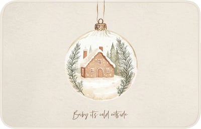 Badmat 80x50 cm - Antislip - Quote - Winter - Kerst - Beige - Kerstbal - Badmatten voor badkamer - Badkamermat - Douchemat - Badkamer mat