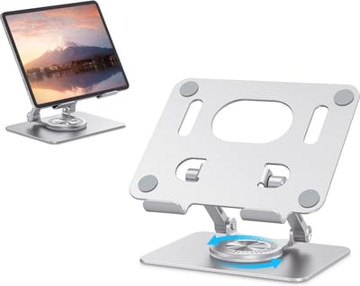 Ntech laptop standaard Ergonomisch - verstelbaar en opvouwbaar Laptoptafel-360° draaibare laptophouder - Universeel 8 tot 16 inch - Aluminium - Alle laptops - Ergonomisch