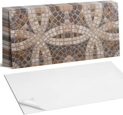 Coloray Plaktegels - Mozaïekpatroon in het weefsel Zelfklevende Wandtegels - 40 cm x 20 cm - Bruin Plaktegels - 10 stuks - Rechthoek PVC Tegels - Plaktegels Badkamer - Vloertegels Zelfklevend - Vinyl Tegels Zelfklevend - Portugese Tegels