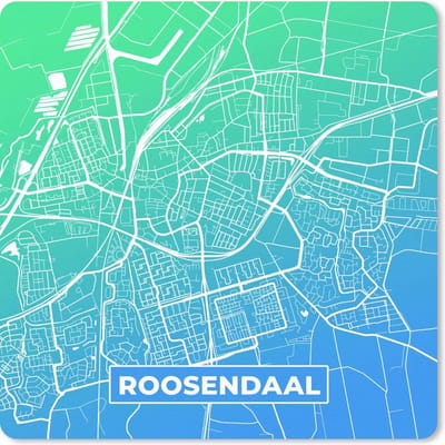 Muismat 20x20 cm - Mousepad Stadskaart - Roosendaal - Blauw - Groen - Muismatten