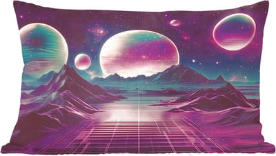Sierkussens - Kussentjes Woonkamer - 60x40 cm - Landschap - Planeten - Horizon - Paars