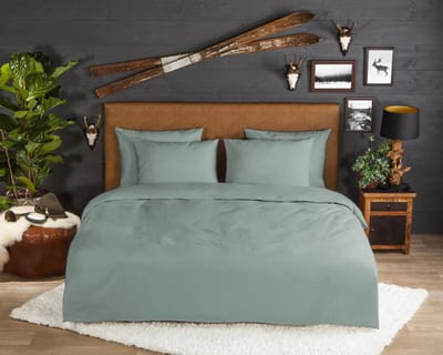 Good Morning dekbedovertrek effen kleur - 1 persoons 140x200/220 cm - Groen - 100% Katoen flanel