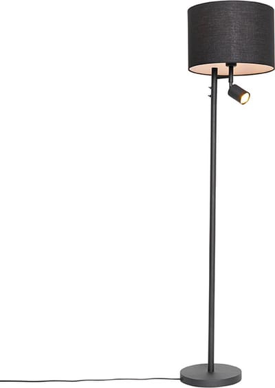 QAZQA jelena - Moderne Vloerlamp | Staande Lamp met leeslamp - 1 lichts - H 150 cm - Zwart - Woonkamer | Slaapkamer | Keuken