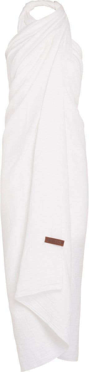 Knit Factory Liv Pareo - XL Sjaal - Sarong - Stranddoek - Strandlaken - Strandjurk voor Dames - Woolwhite - Wit - Duurzaam & Milieuvriendelijk - 100% Biologisch katoen
