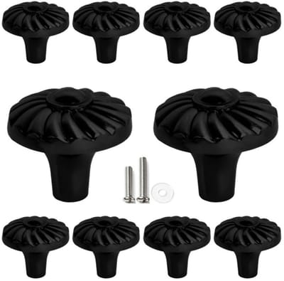 10 X MSQDESIGN Kastknop zwart (Metaal) - Kastknoppen zwart - 10 stuks - Deurknopjes zwart voor kast - Deurknopjes zwart - Meubelknop zwart - Meubelknoppen zwart - kast knop zwart - Deurknoppen zwart - Ladeknoppen voor deurtjes -incl schroeven